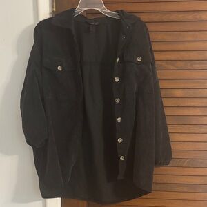 Black corduroy button up